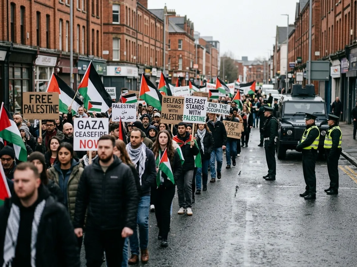 شرطة أيرلندا الشمالية تحقق في وقائع محتملة بعد تظاهرة مؤيدة للفلسطين في بلفاست