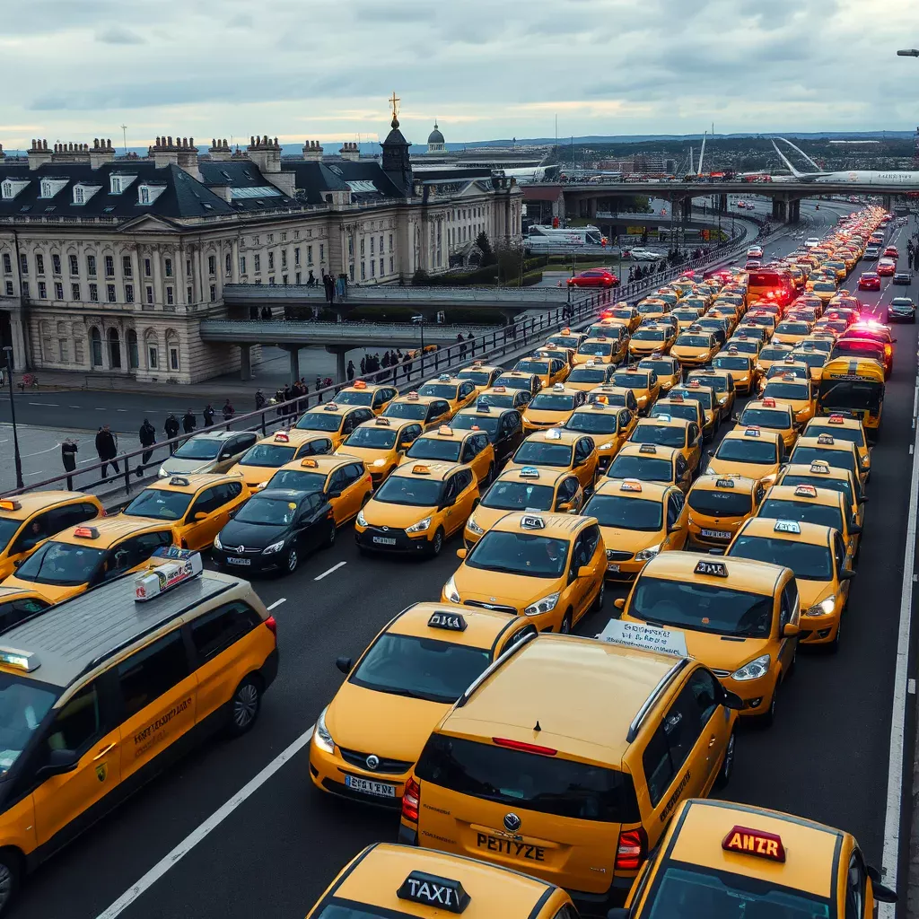 تظاهرات سائقي التاكسي تعطل المرور في دبلن وتؤثر على الوصول إلى المطار